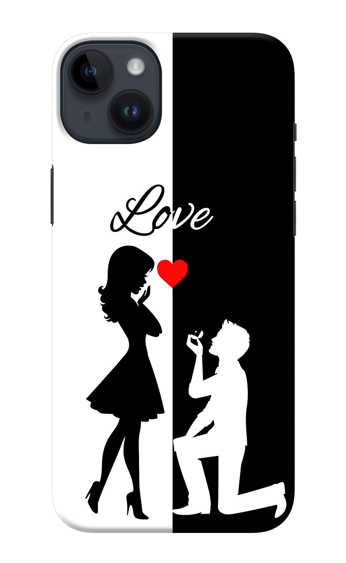 Love Propose Black And White iPhone 14 Plus Back Cover