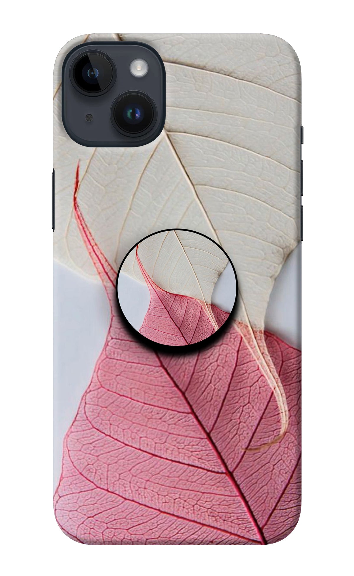 White Pink Leaf iPhone 14 Plus Pop Case