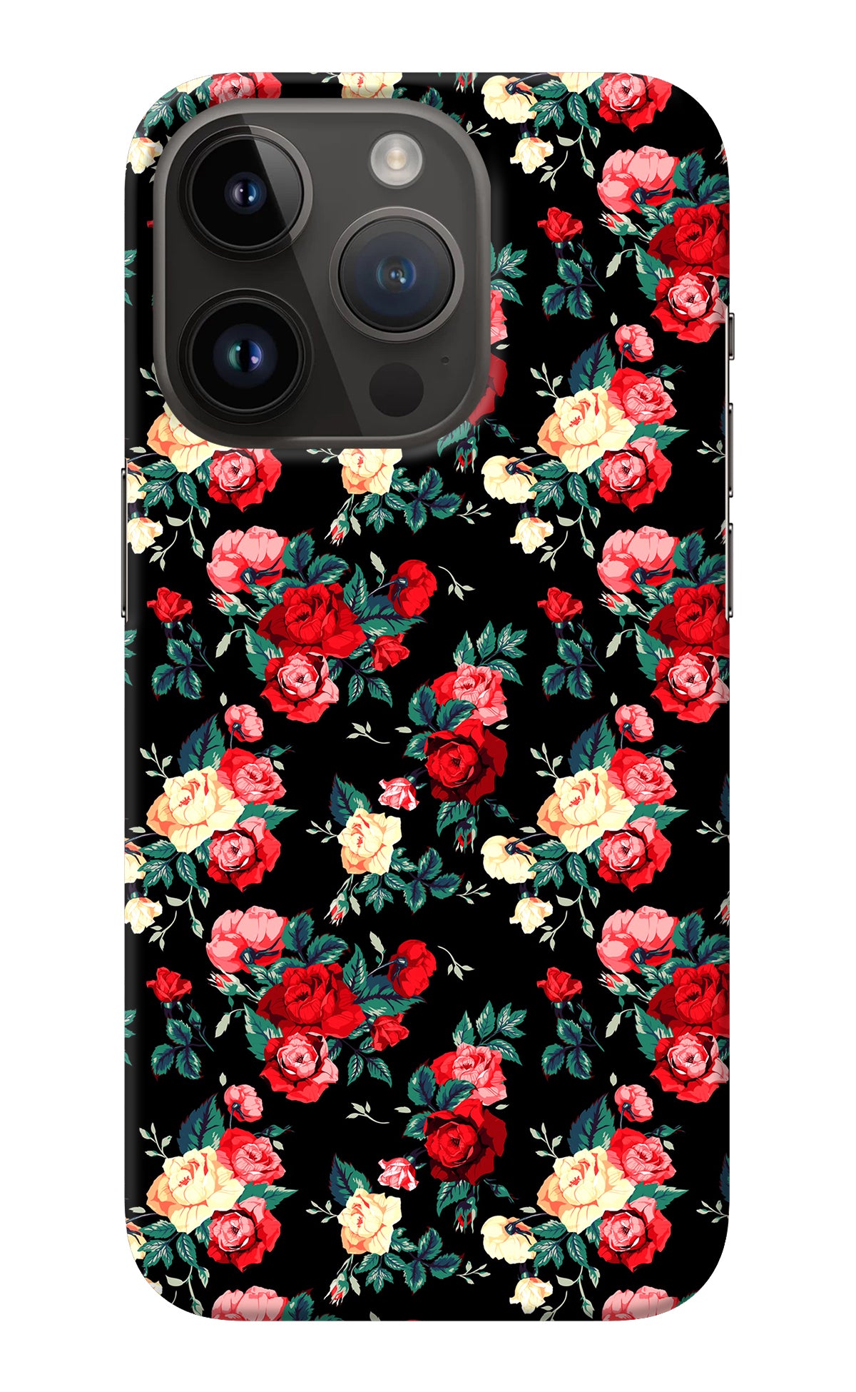 Rose Pattern iPhone 14 Pro Back Cover