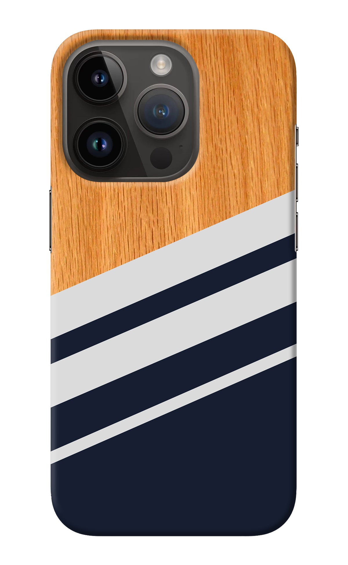 Blue and white wooden iPhone 14 Pro Back Cover