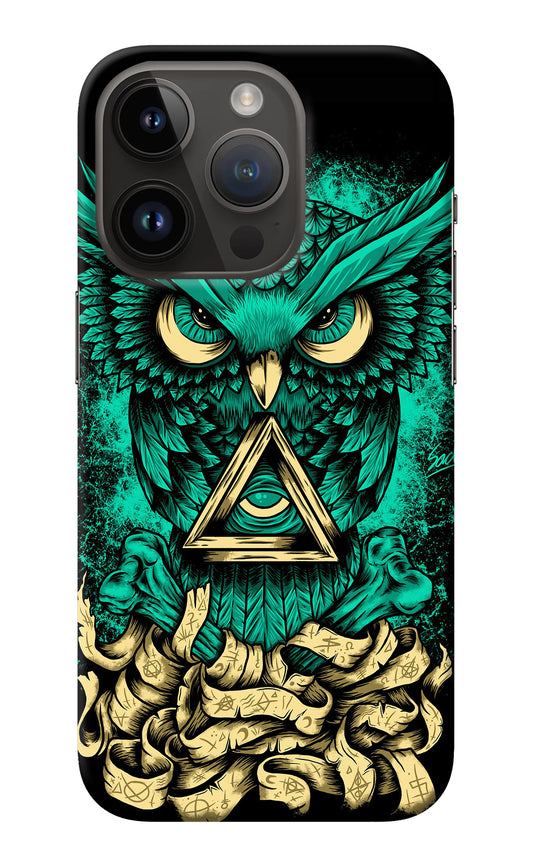 Green Owl iPhone 14 Pro Back Cover