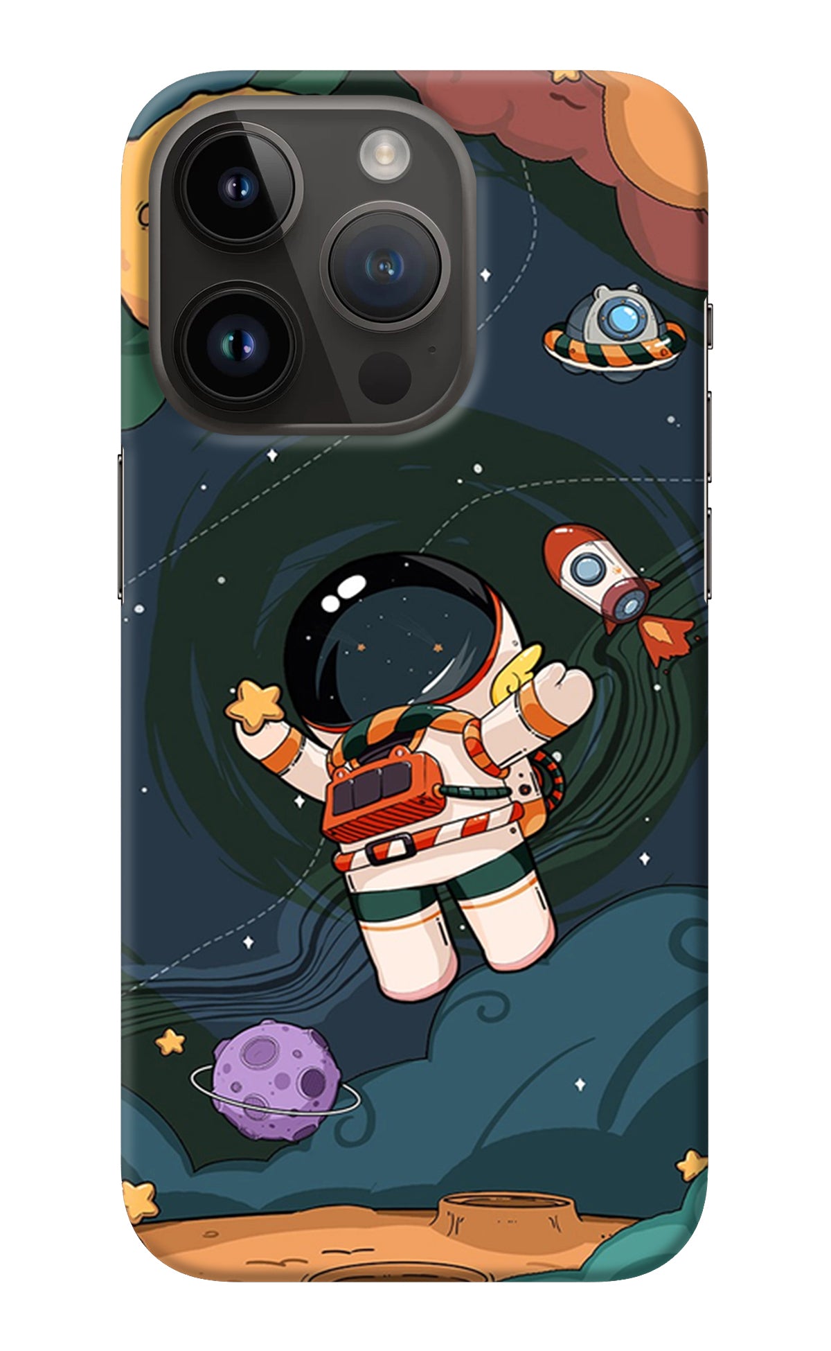 Cartoon Astronaut iPhone 14 Pro Back Cover