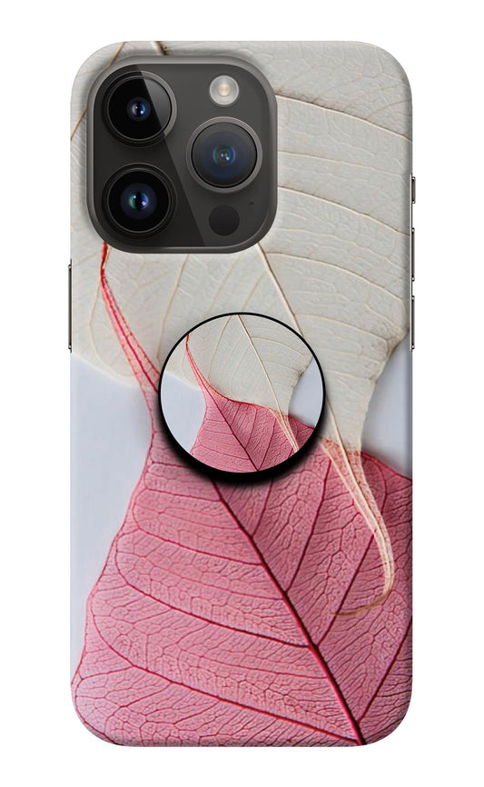 White Pink Leaf iPhone 14 Pro Pop Case