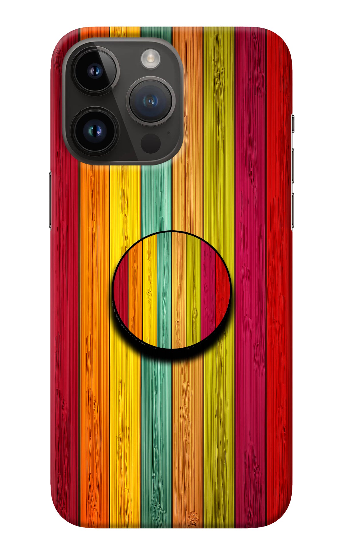 Multicolor Wooden iPhone 14 Pro Max Pop Case