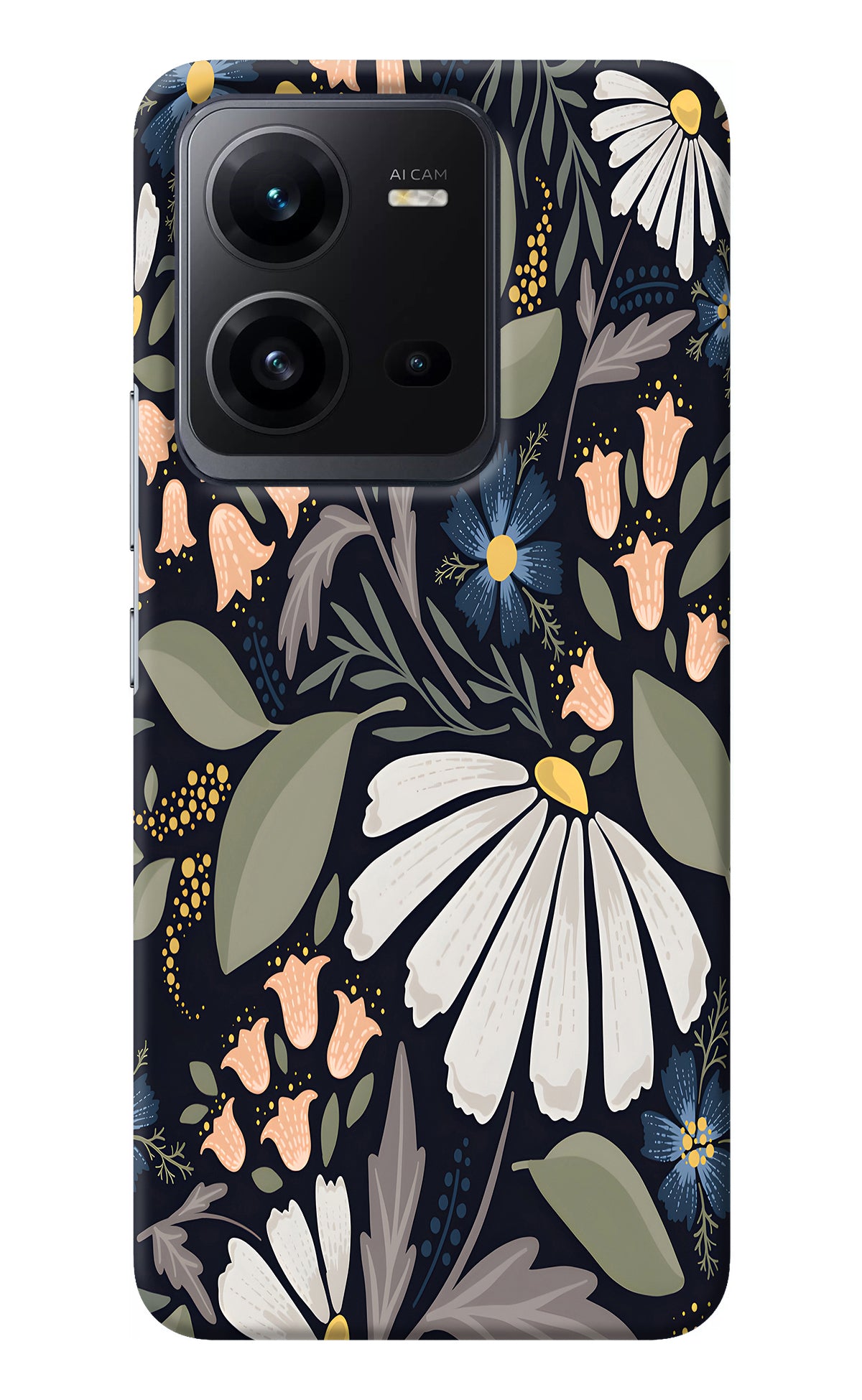 Flowers Art Vivo V25 5G Back Cover