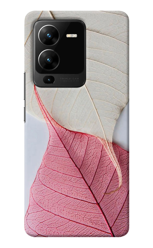 White Pink Leaf Vivo V25 Pro 5G Back Cover