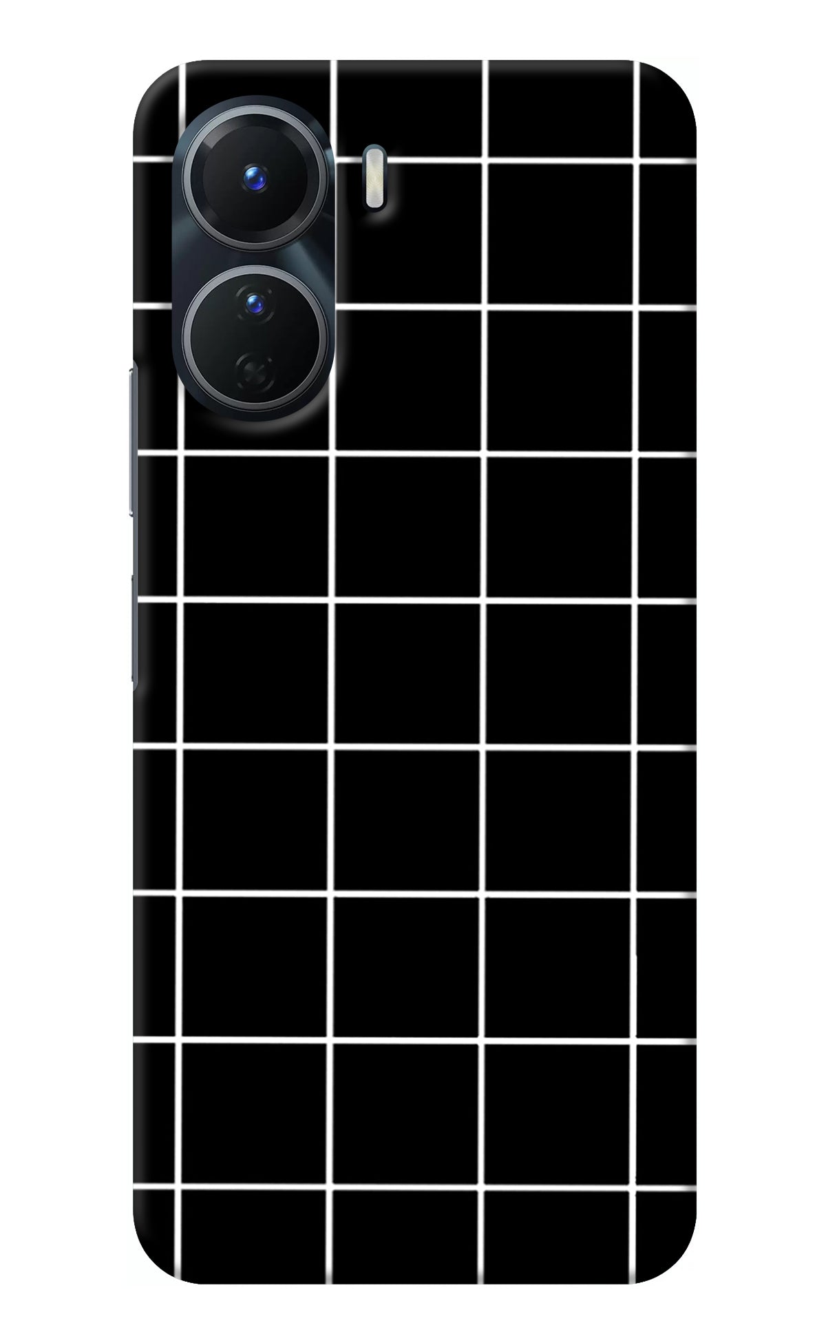 White Grid Vivo Y16 Back Cover