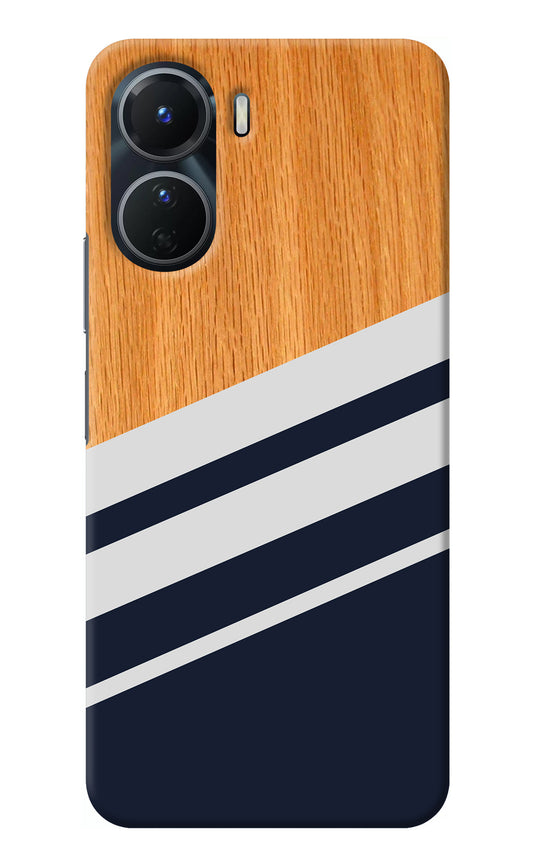 Blue and white wooden Vivo Y16 Back Cover