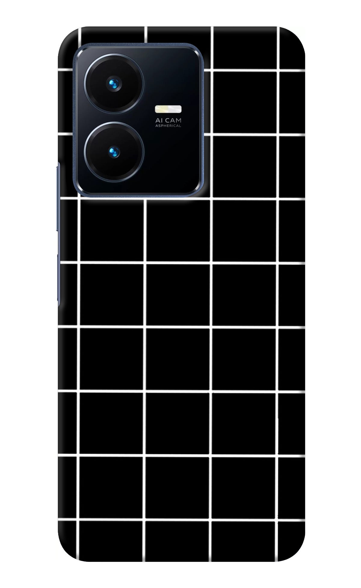 White Grid Vivo Y22 Back Cover