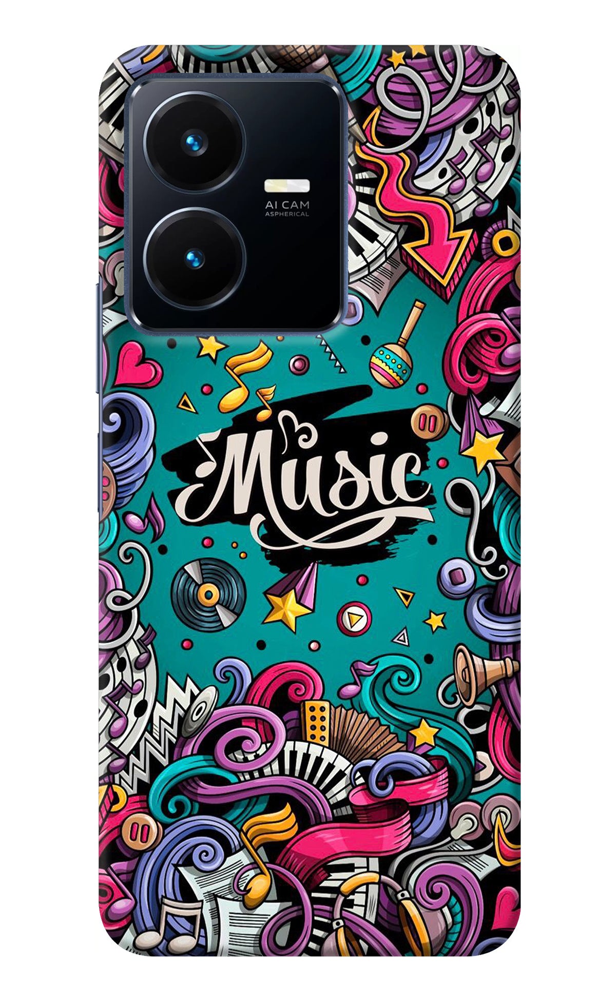 Music Graffiti Vivo Y22 Back Cover