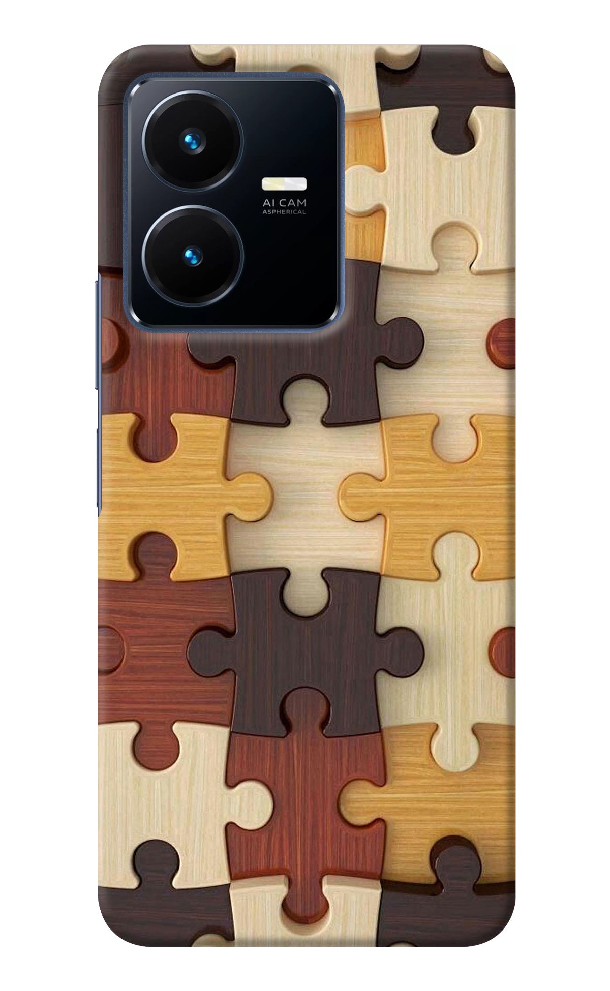 Wooden Puzzle Vivo Y22 Back Cover