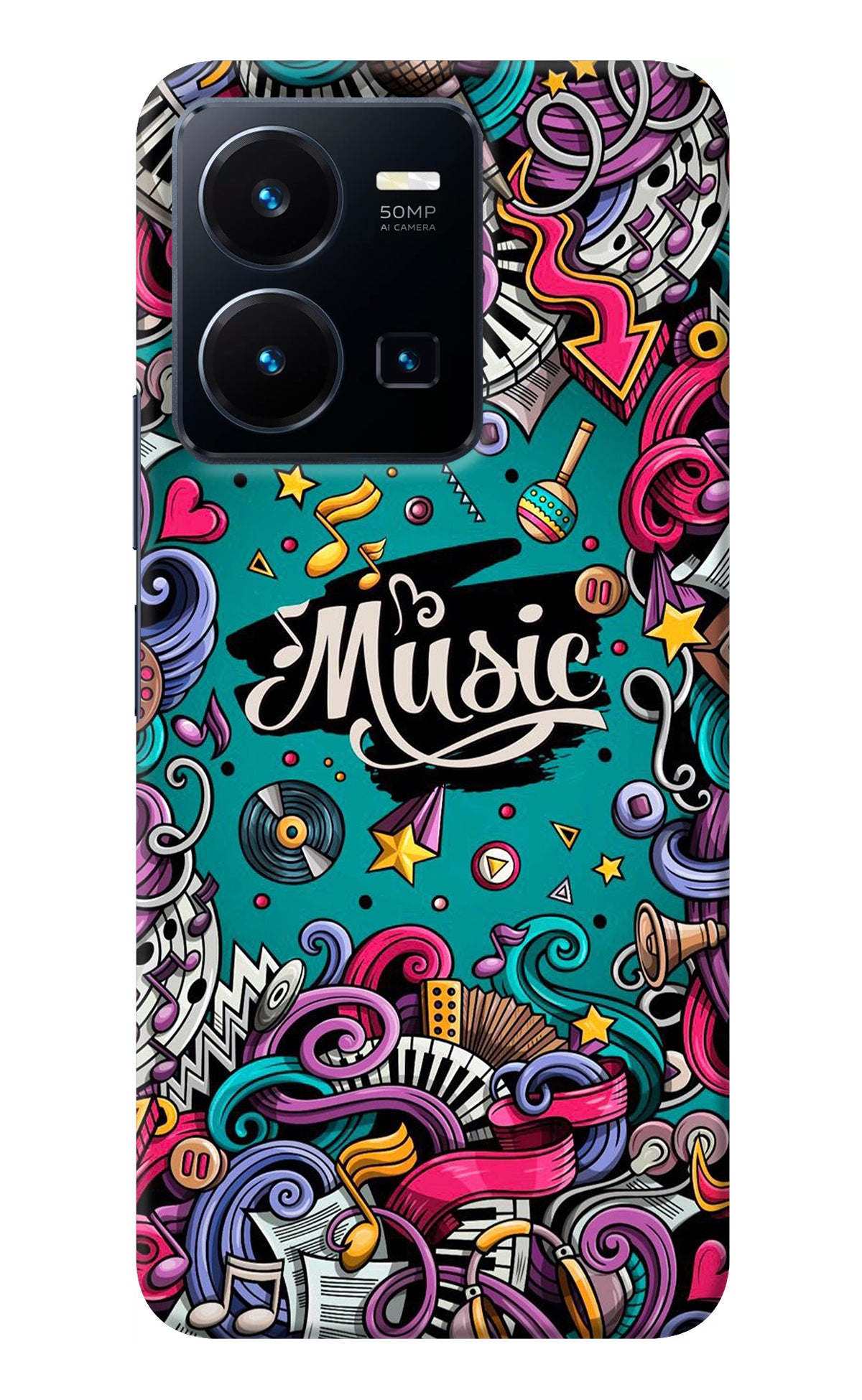 Music Graffiti Vivo Y35 Back Cover