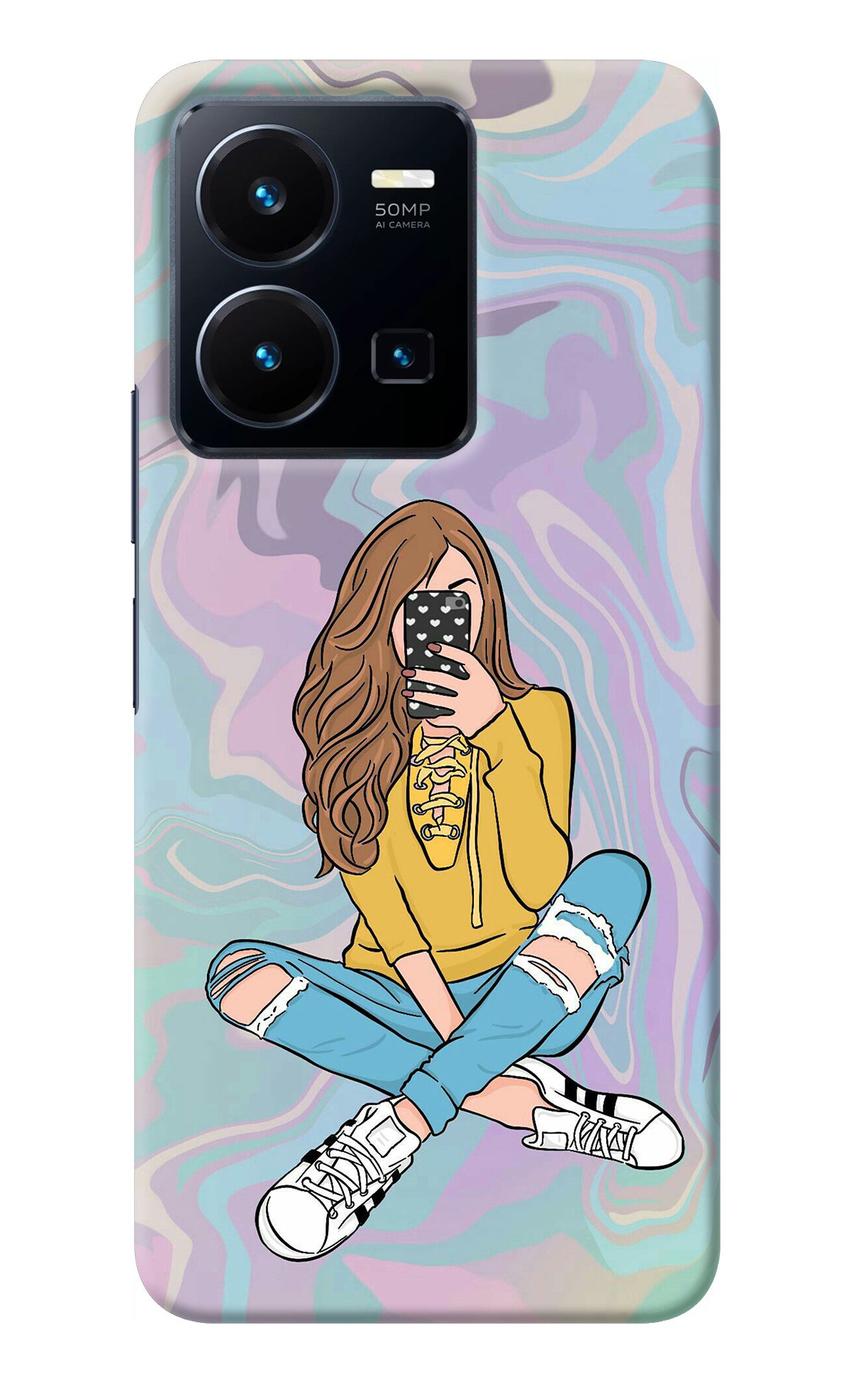 Selfie Girl Vivo Y35 Back Cover