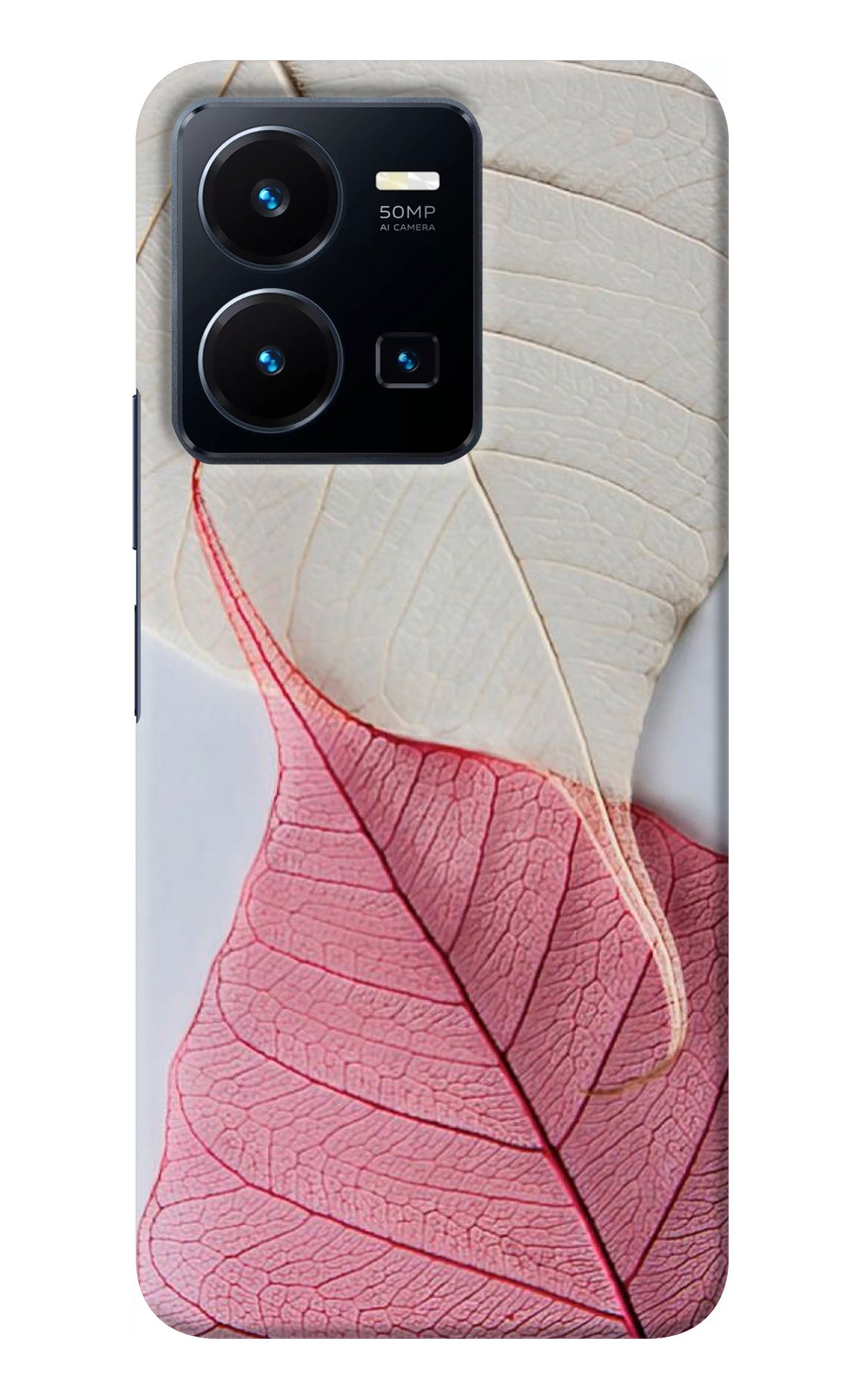 White Pink Leaf Vivo Y35 Back Cover