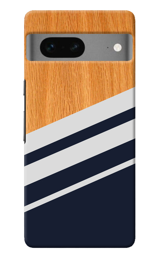 Blue and white wooden Google Pixel 7 Back Cover