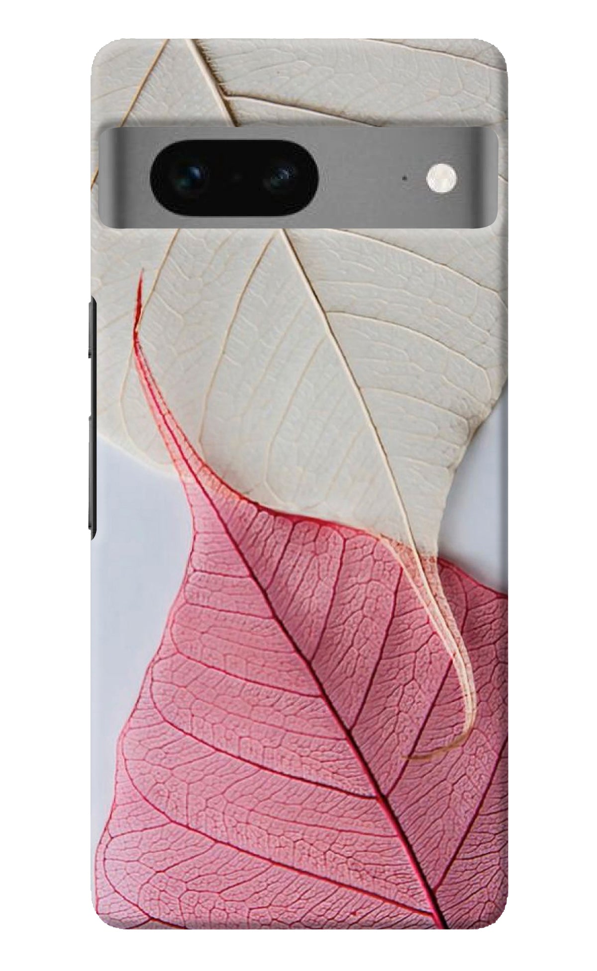 White Pink Leaf Google Pixel 7 Back Cover