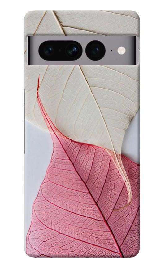 White Pink Leaf Google Pixel 7 Pro Back Cover