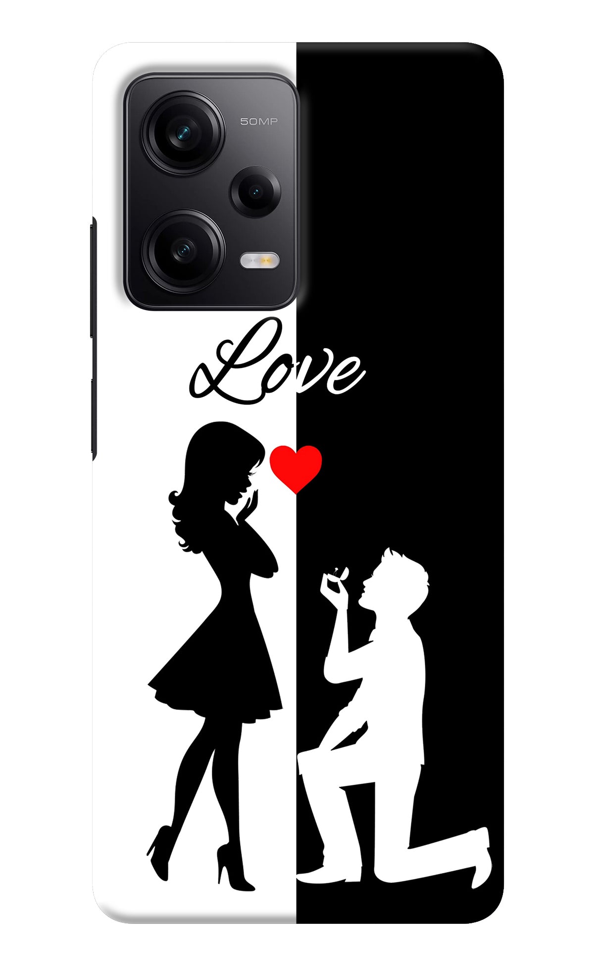 Love Propose Black And White Redmi Note 12 5G Back Cover