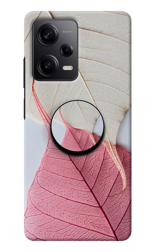 White Pink Leaf Redmi Note 12 Pro 5G Pop Case