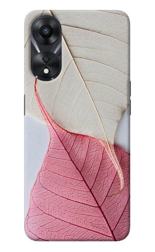 White Pink Leaf Oppo A78 5G Back Cover