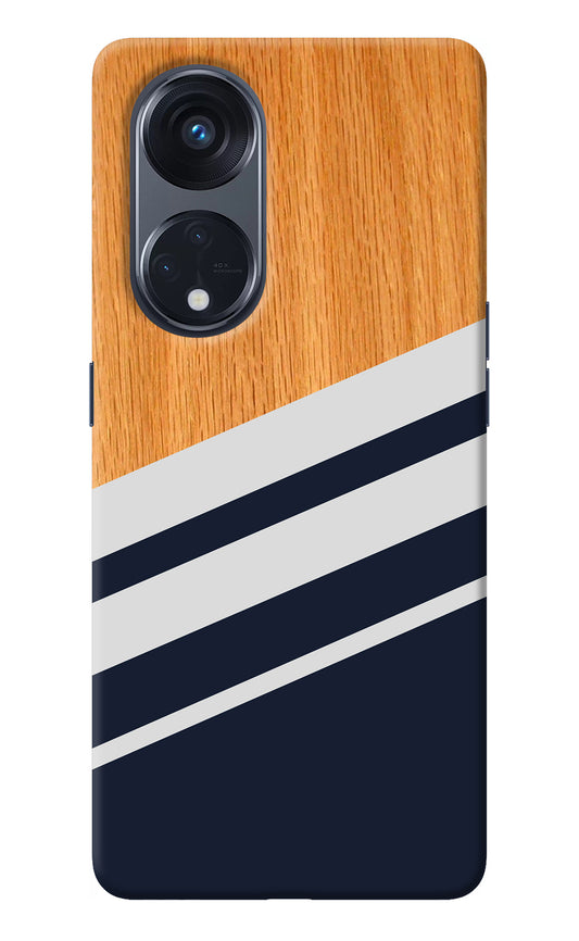 Blue and white wooden Oppo Reno8 T 5G Back Cover