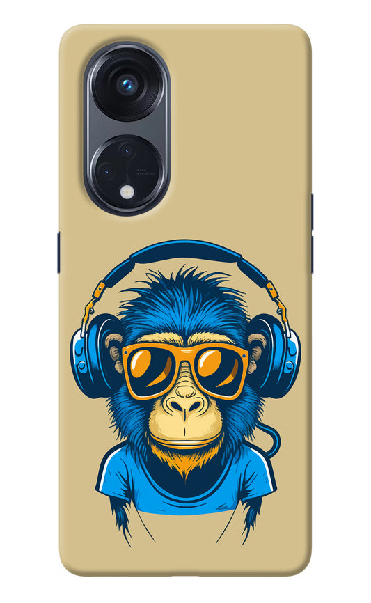 Monkey Headphone Oppo Reno8 T 5G Back Cover