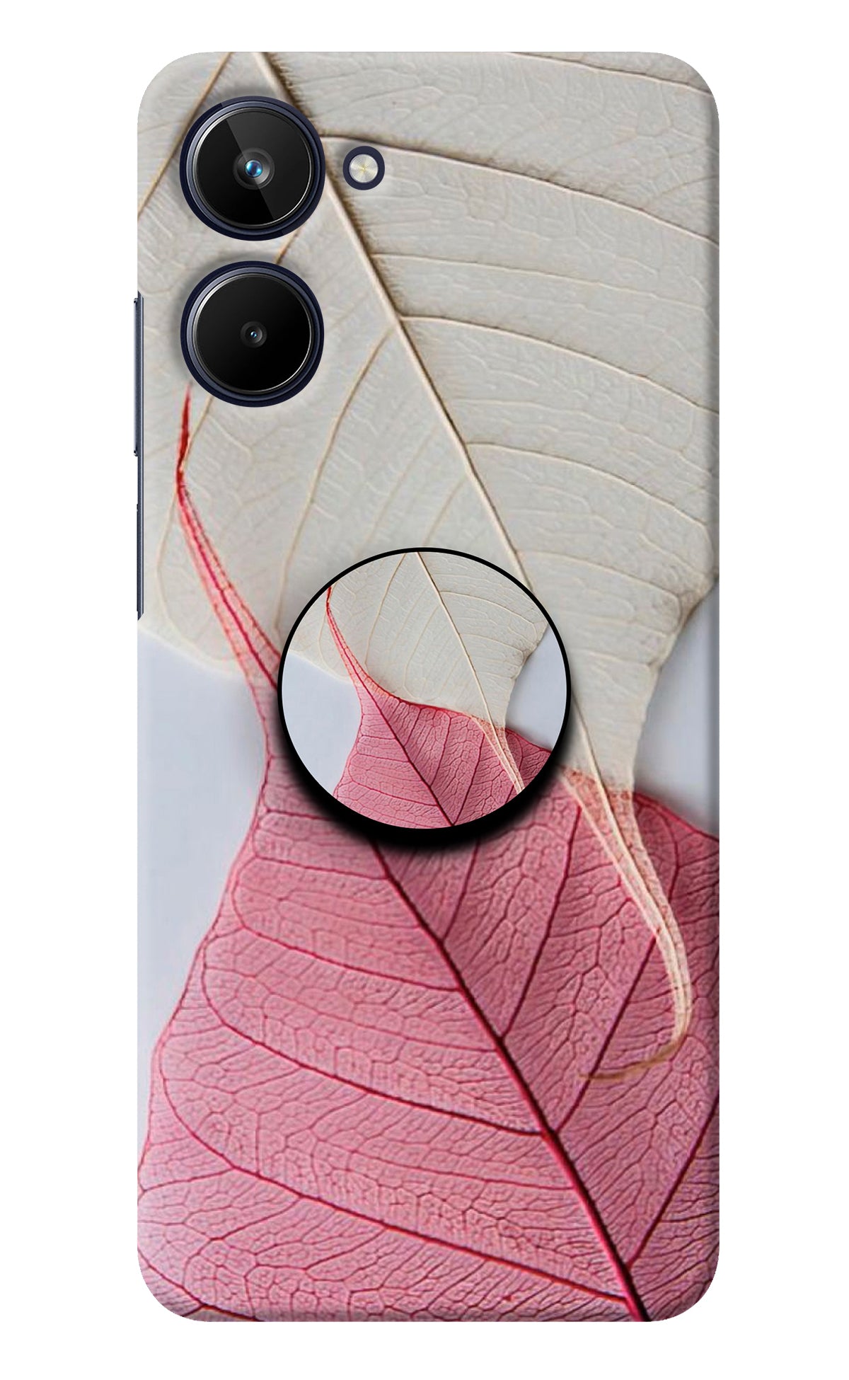 White Pink Leaf Realme 10 Pop Case