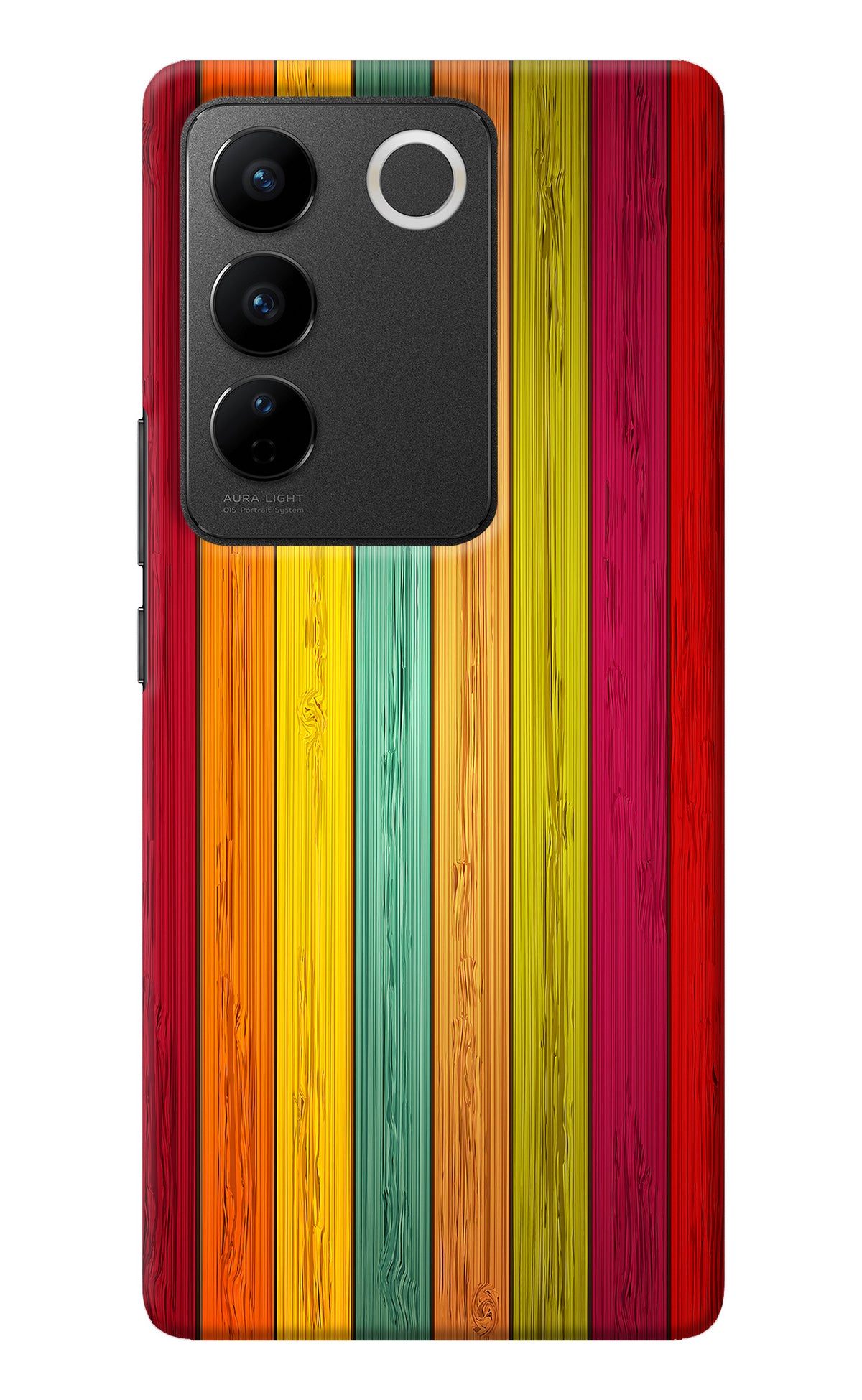 Multicolor Wooden Vivo V27/V27 Pro Back Cover