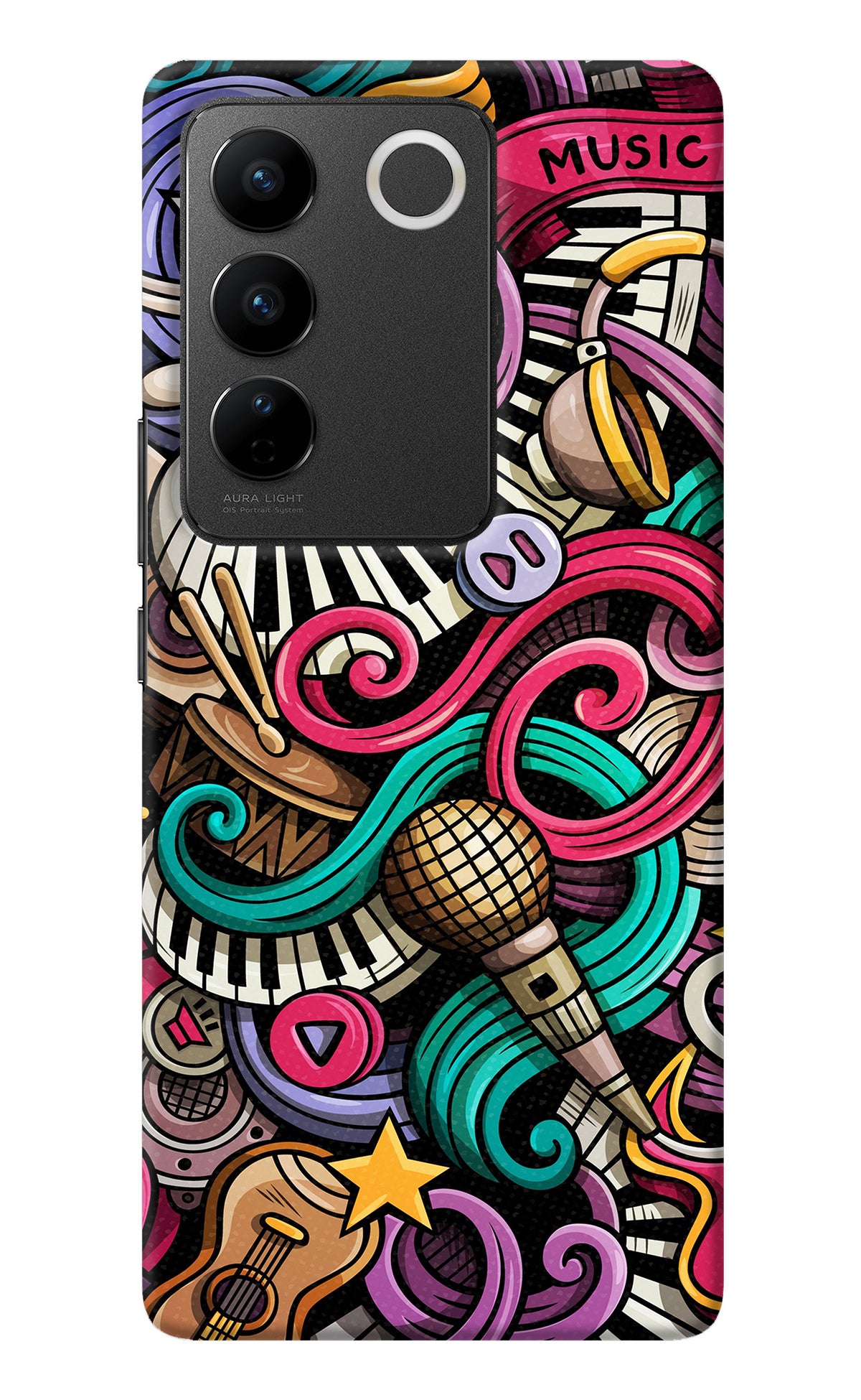 Music Abstract Vivo V27/V27 Pro Back Cover