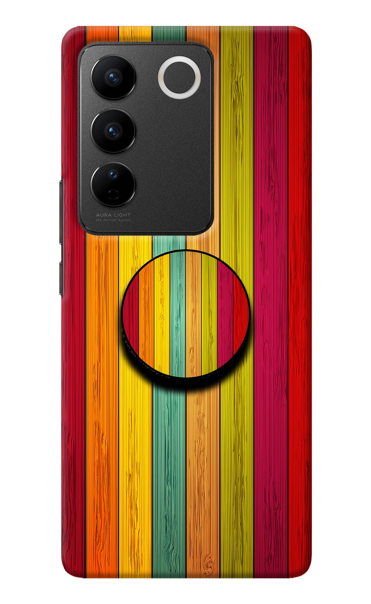 Multicolor Wooden Vivo V27/V27 Pro Pop Case