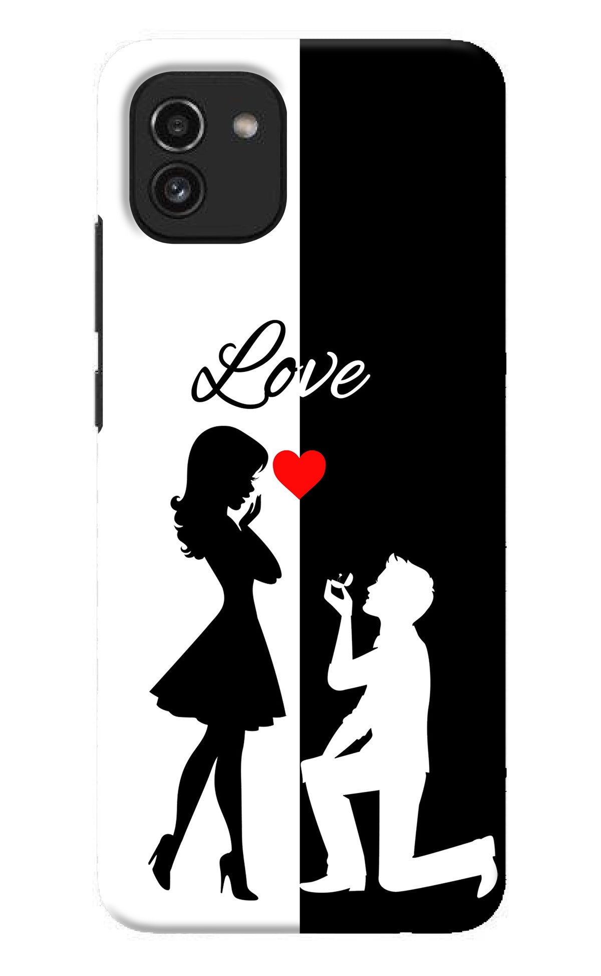 Love Propose Black And White Samsung A03 Back Cover