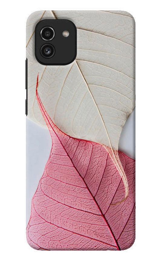 White Pink Leaf Samsung A03 Back Cover