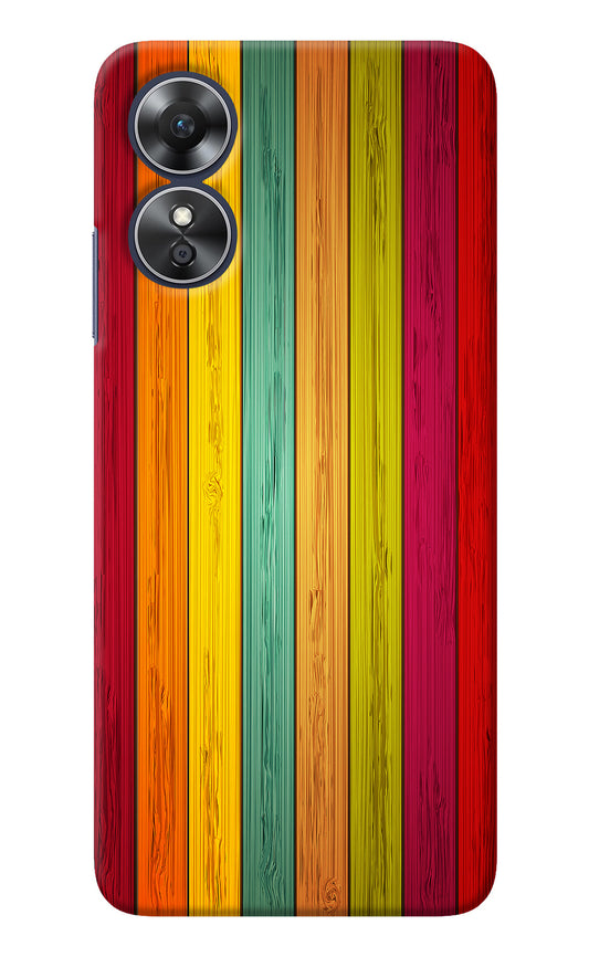 Multicolor Wooden Oppo A17 Back Cover