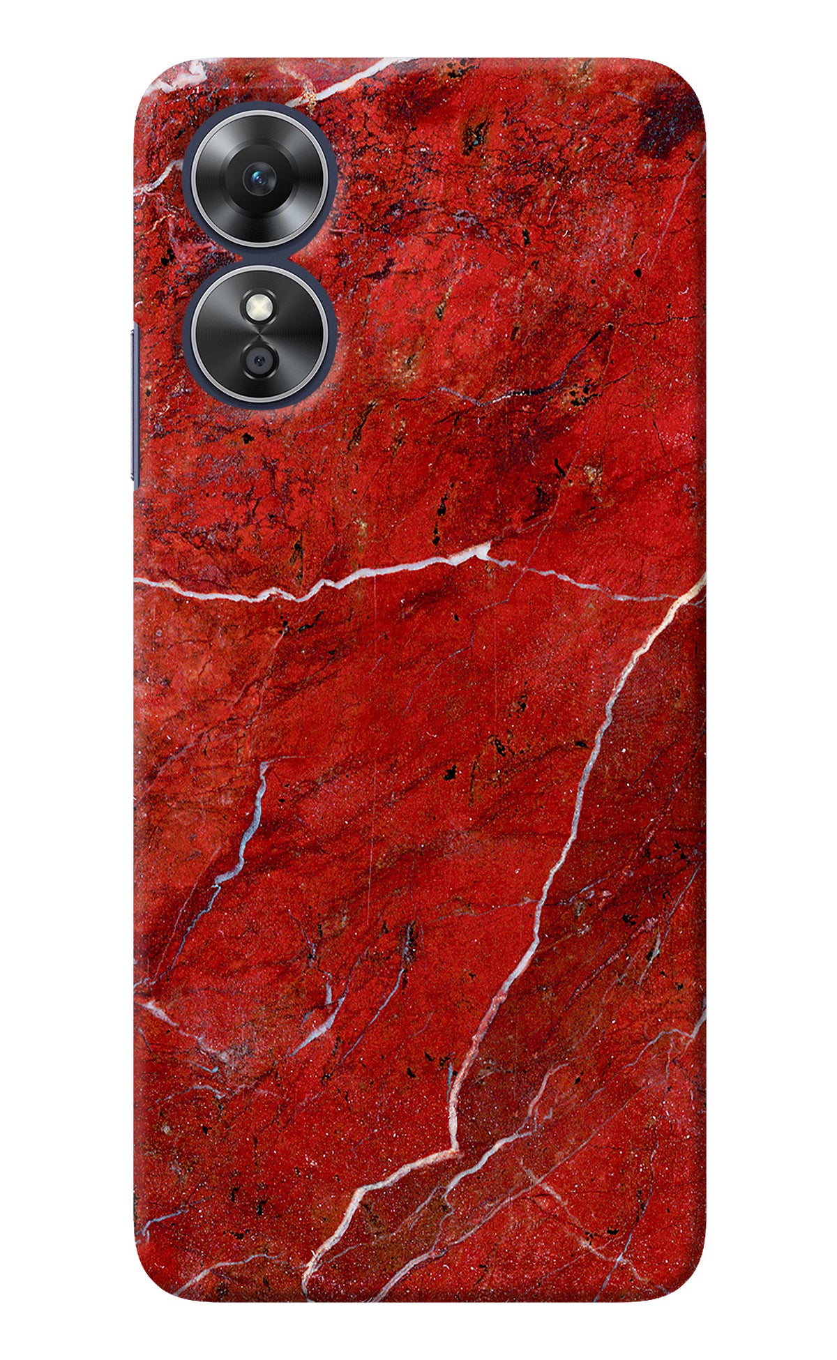 Red Marble Design Oppo A17 Back Cover