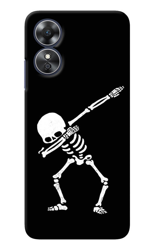 Dabbing Skeleton Art Oppo A17 Back Cover