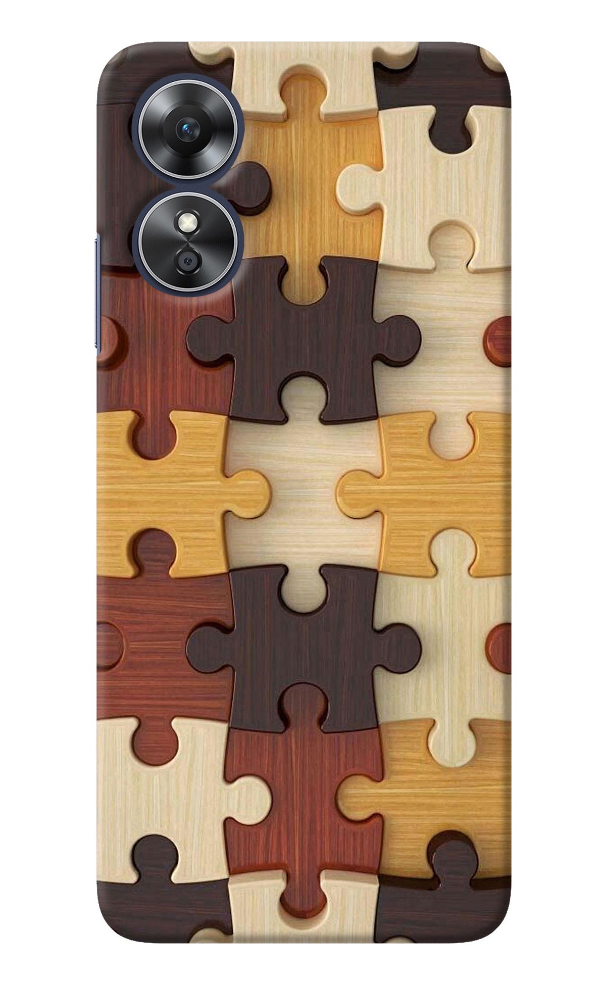 Wooden Puzzle Oppo A17 Back Cover