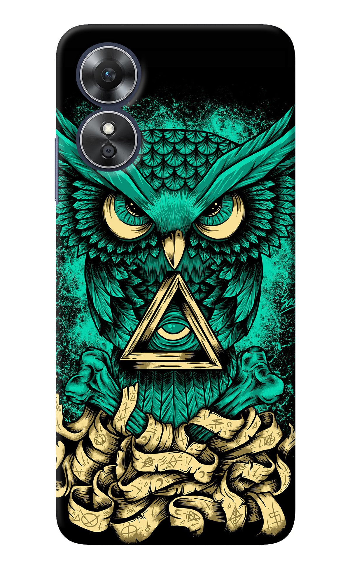 Green Owl Oppo A17 Back Cover