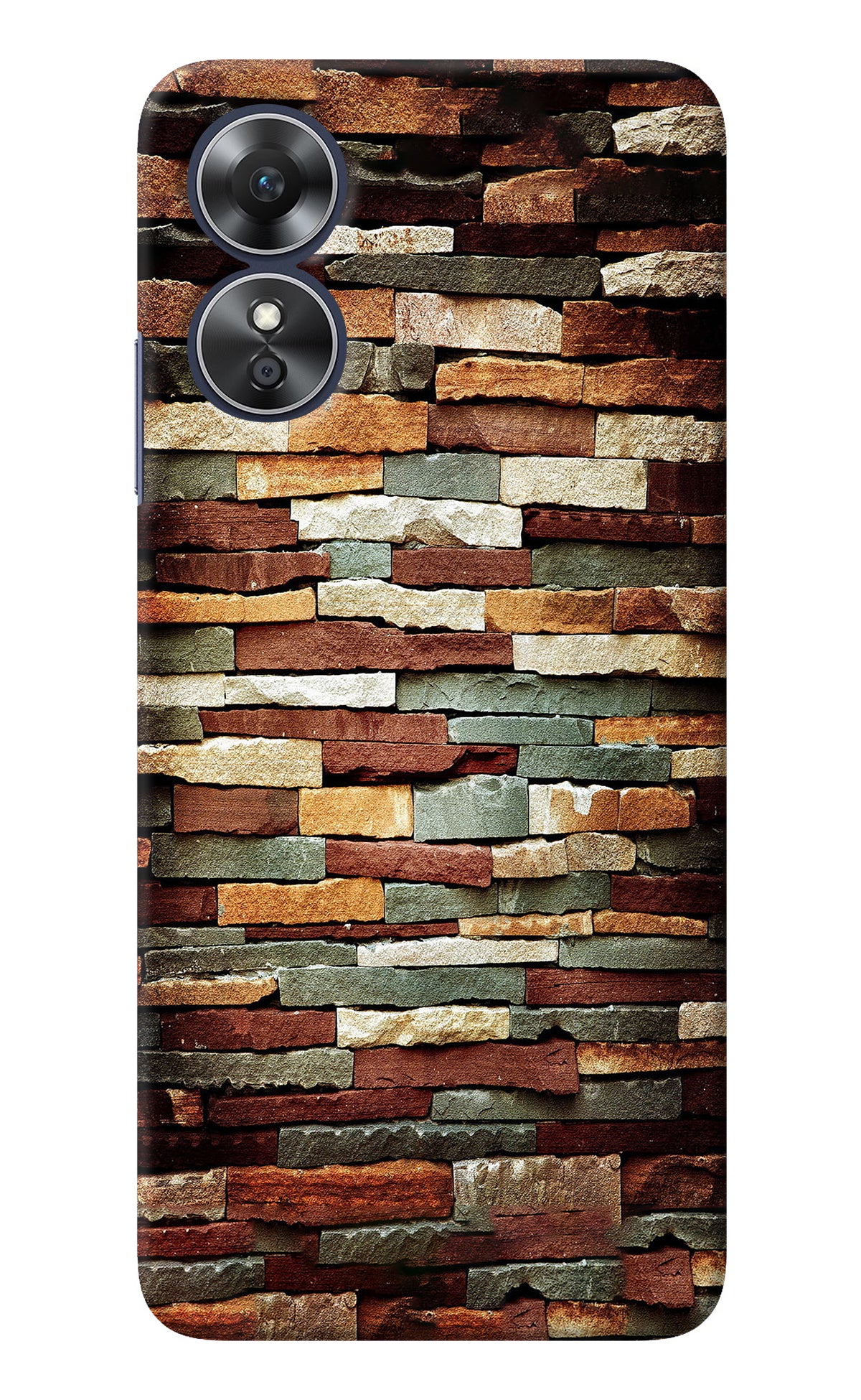 Bricks Pattern Oppo A17 Back Cover