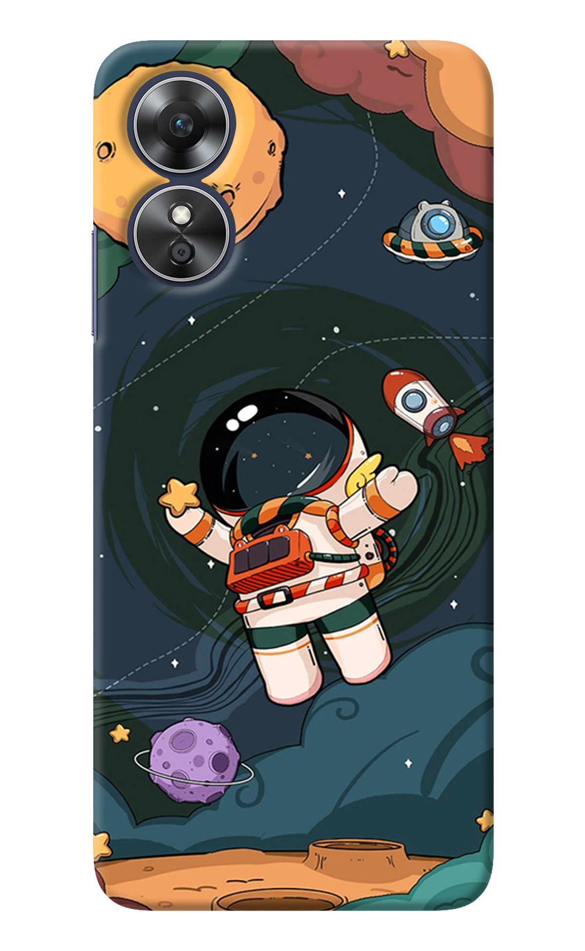 Cartoon Astronaut Oppo A17 Back Cover