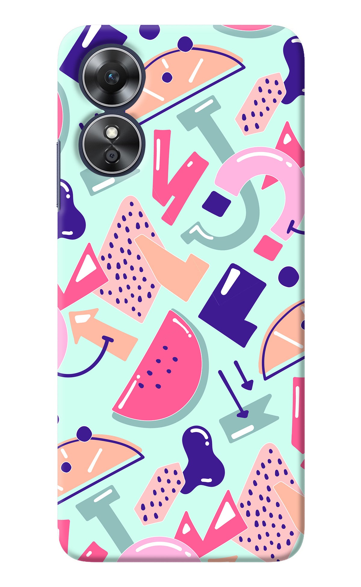 Doodle Pattern Oppo A17 Back Cover