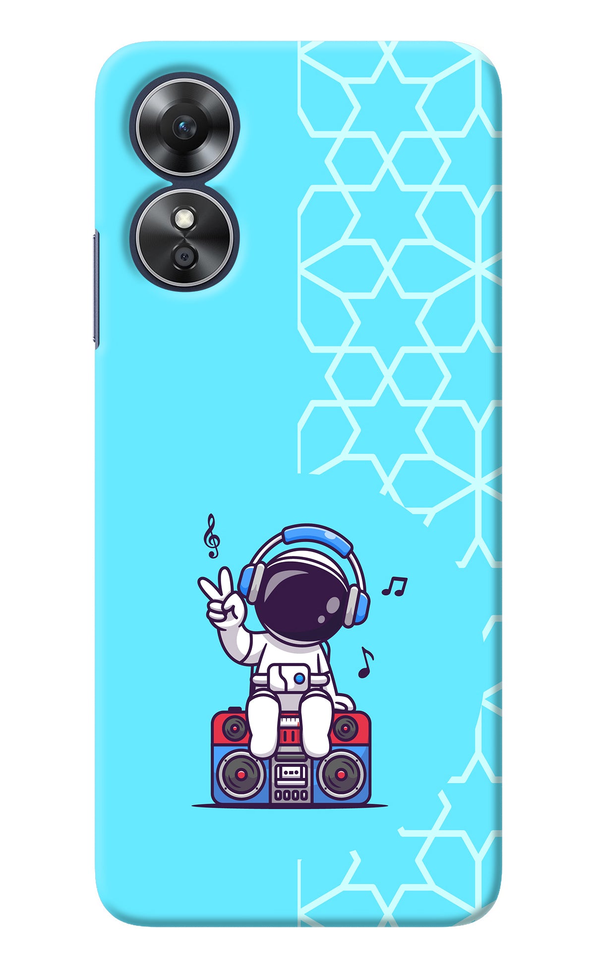 Cute Astronaut Chilling Oppo A17 Back Cover