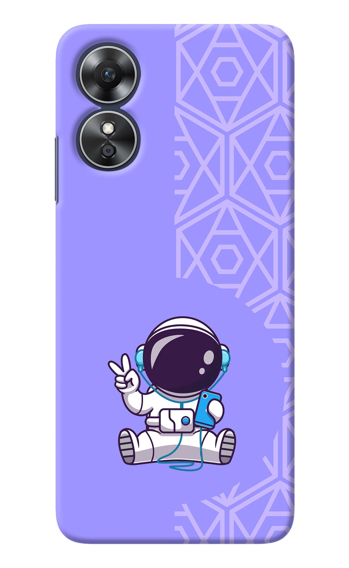 Cute Astronaut Chilling Oppo A17 Back Cover