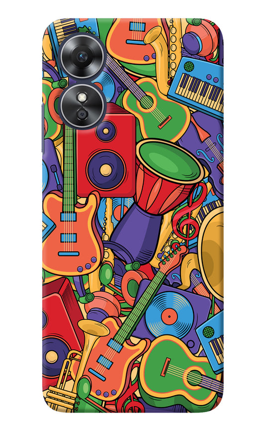 Music Instrument Doodle Oppo A17 Back Cover