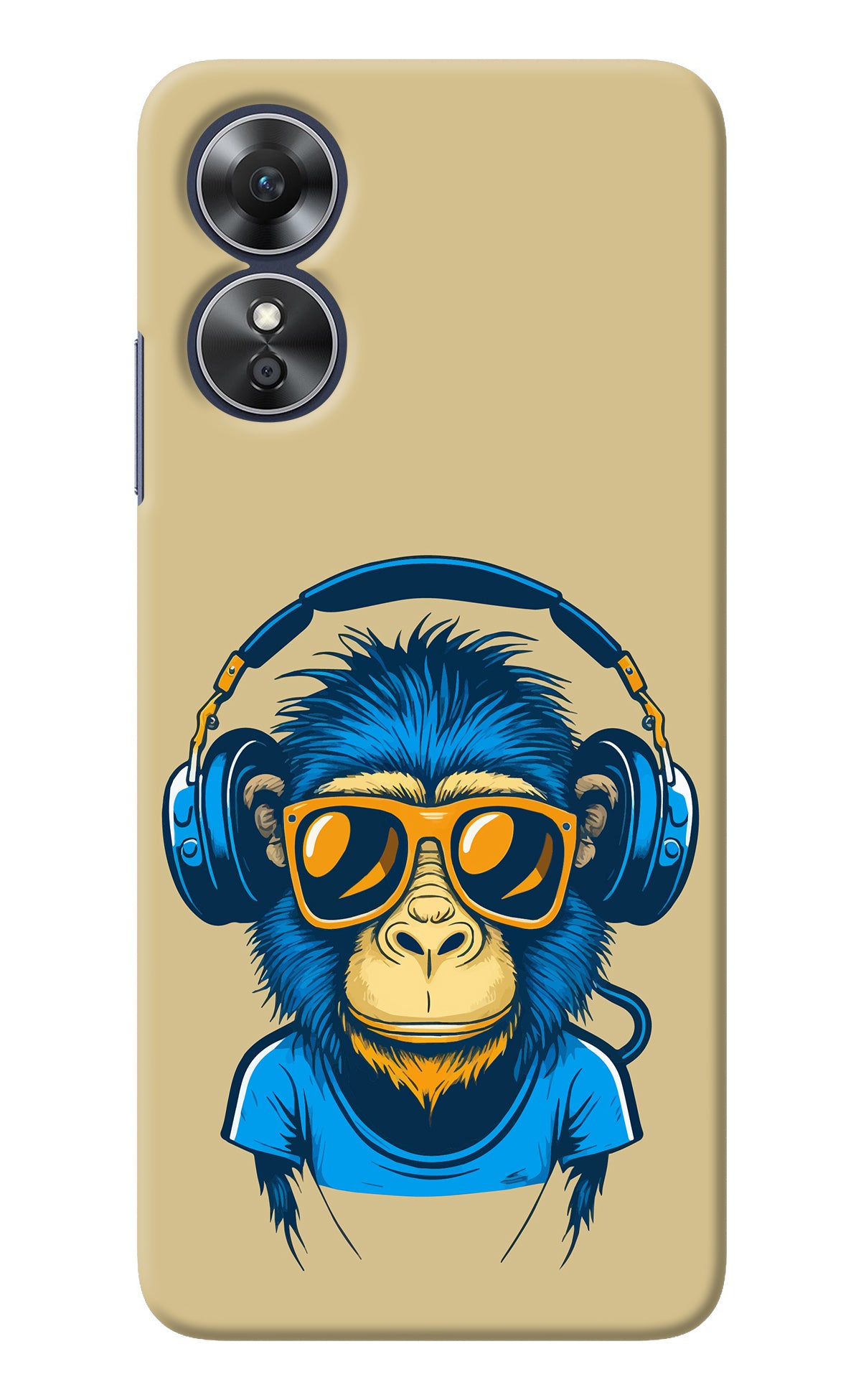 Monkey Headphone Oppo A17 Back Cover