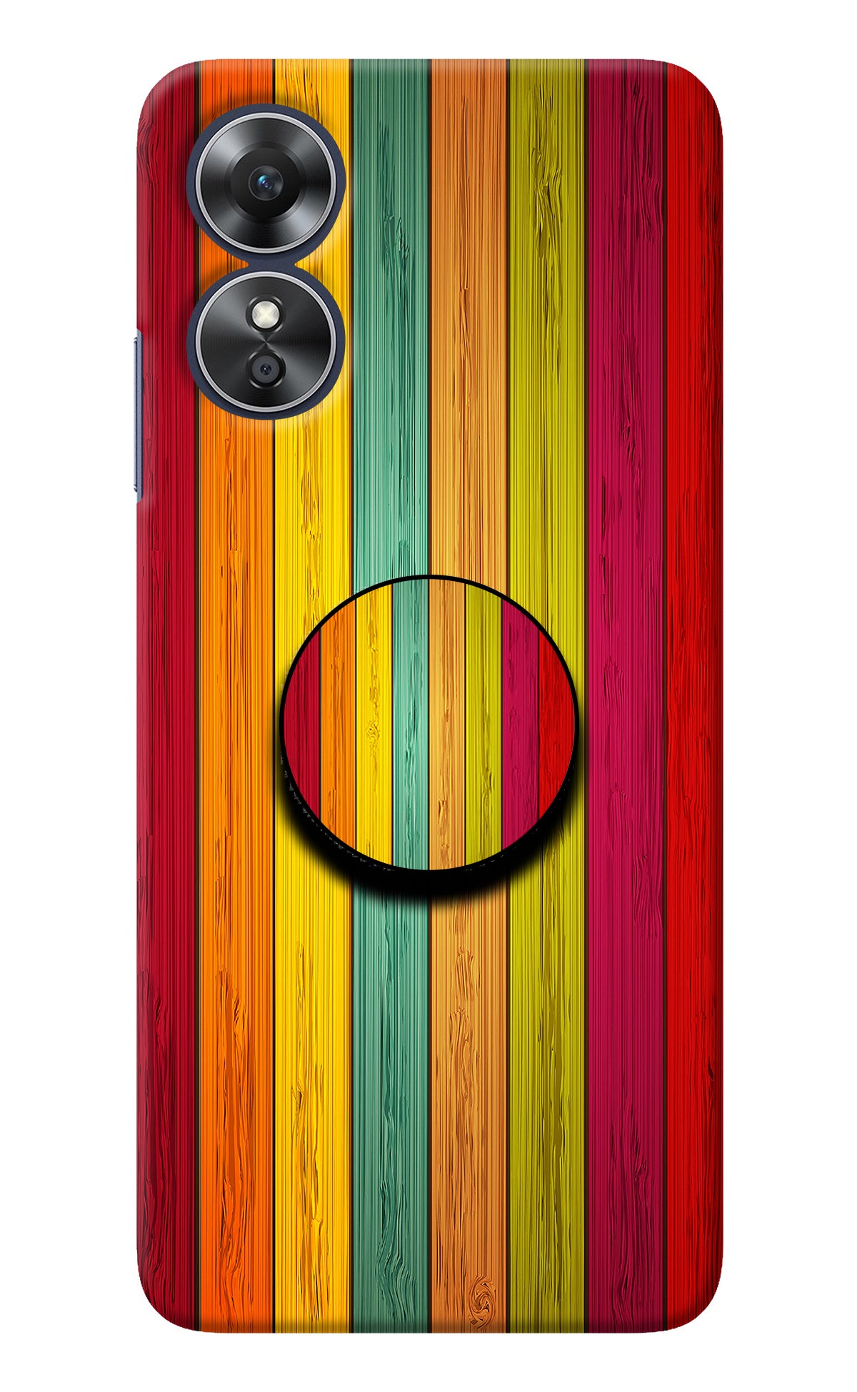 Multicolor Wooden Oppo A17 Pop Case