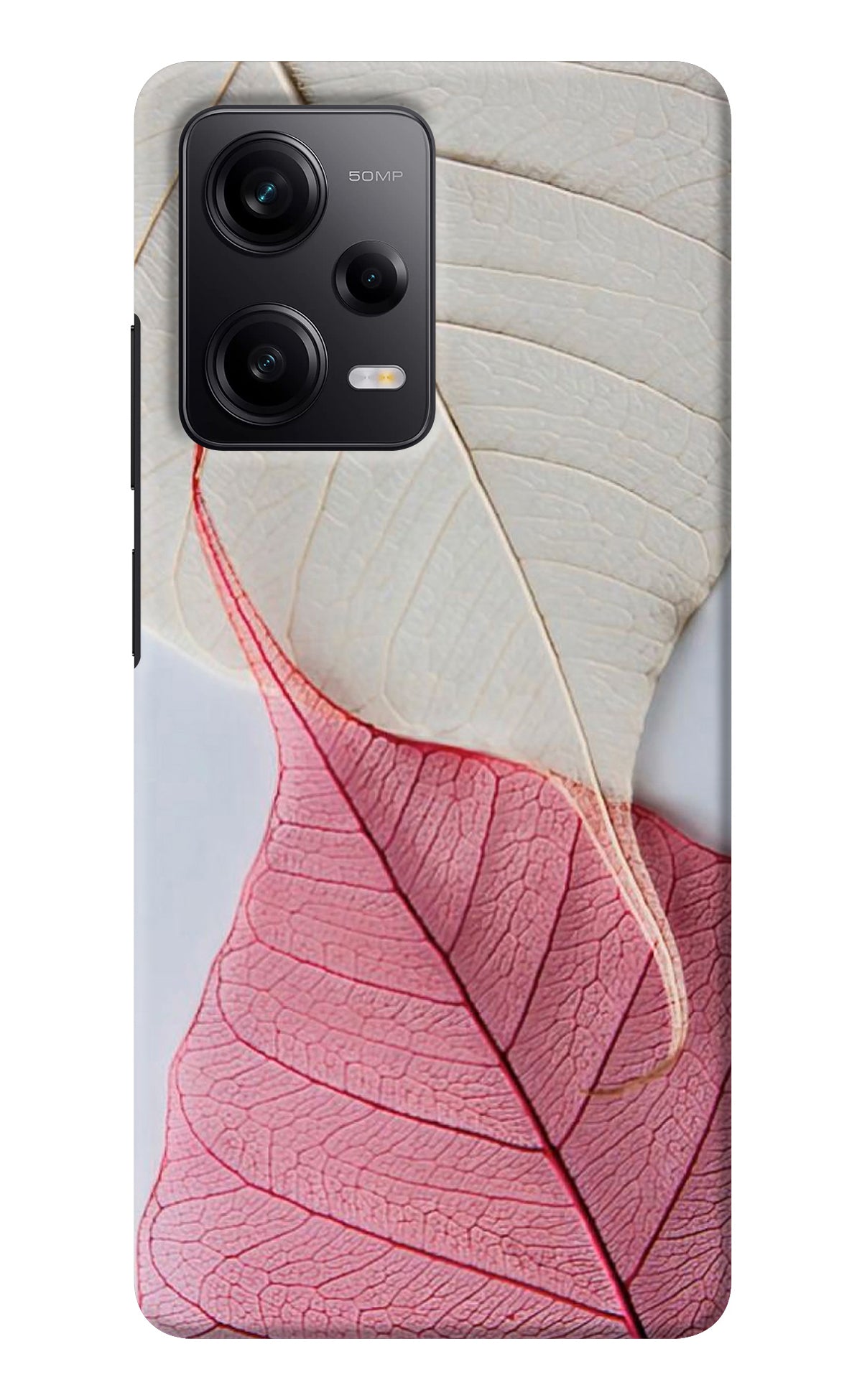 White Pink Leaf Poco X5 5G Back Cover