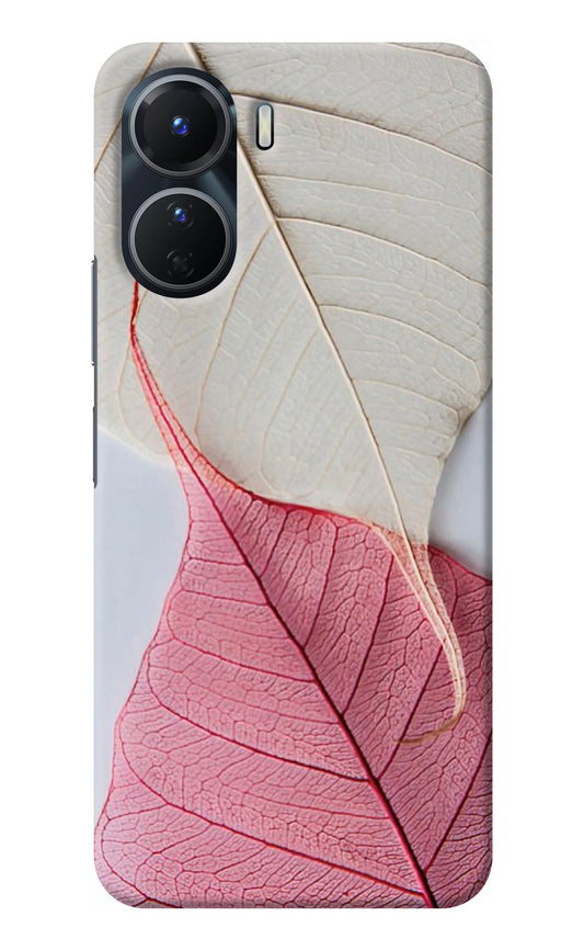 White Pink Leaf Vivo Y56 5G Back Cover