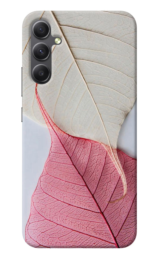 White Pink Leaf Samsung A34 5G Back Cover