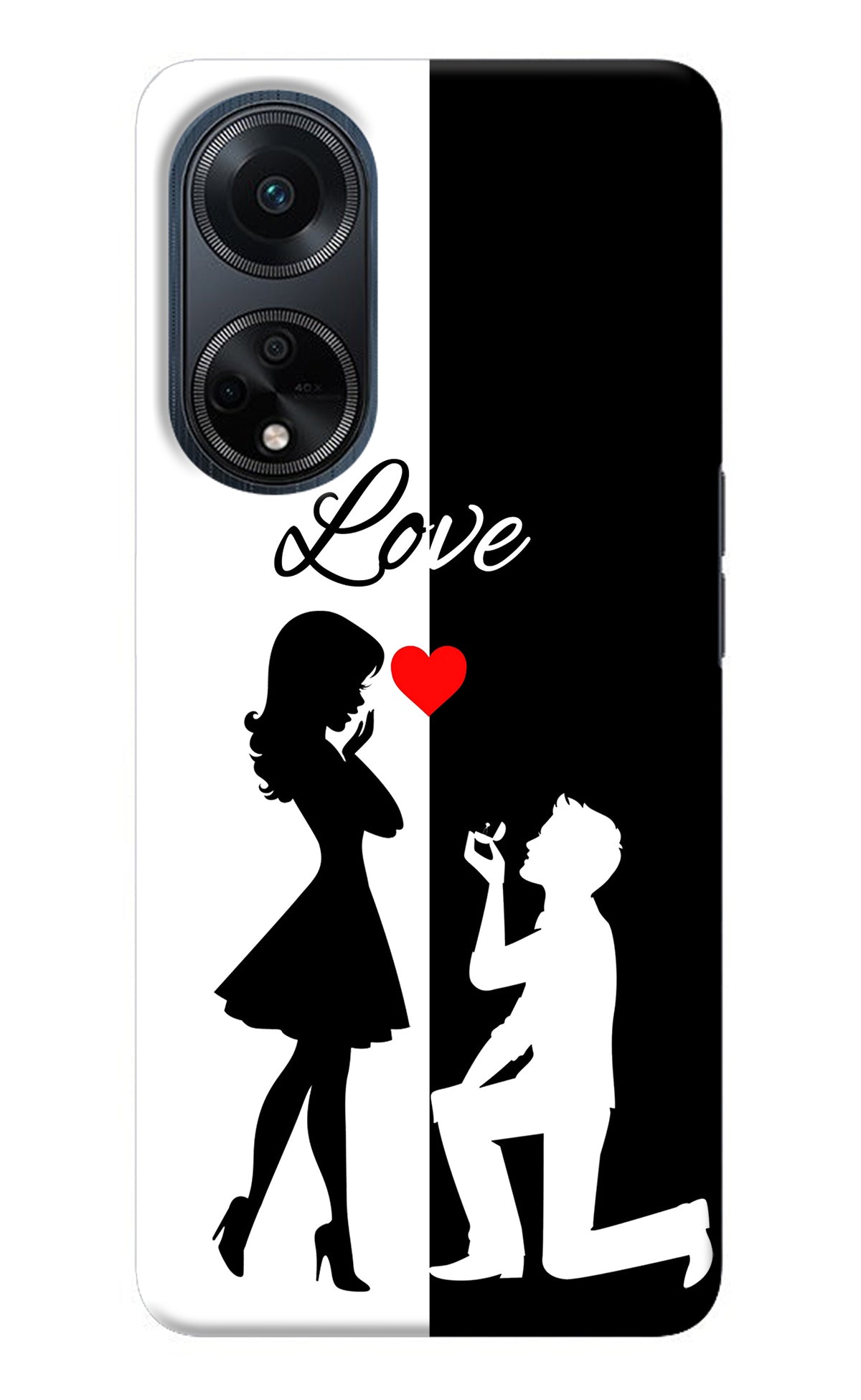 Love Propose Black And White Oppo F23 Back Cover