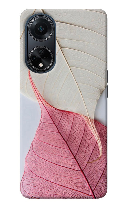 White Pink Leaf Oppo F23 Back Cover